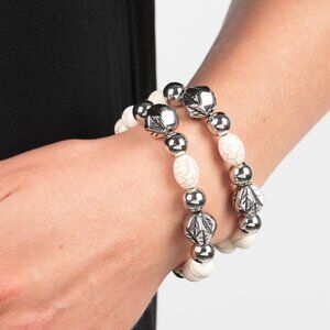 Paparazzi Jewelry Accessories - Sagebrush Saga - White Bracelet - Vintage